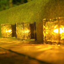 1pc ABS Solar Lawn Lamp, Modern Geometric Design Solar Pathway Light For Outdoor, Outdoor Garden Lighting For Pathway, Yard, Patio - Yellow - View 1