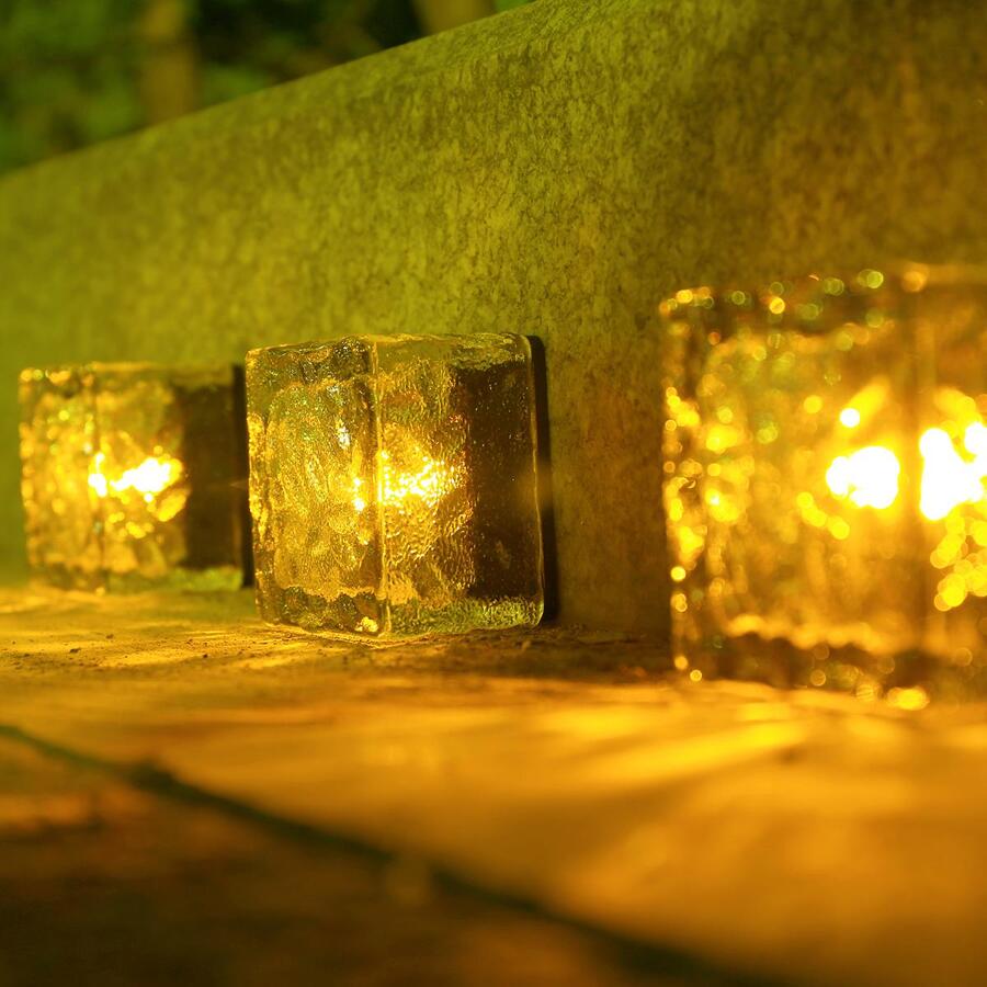 1pc ABS Solar Lawn Lamp, Modern Geometric Design Solar Pathway Light For Outdoor, Outdoor Garden Lighting For Pathway, Yard, Patio - Yellow - View 1