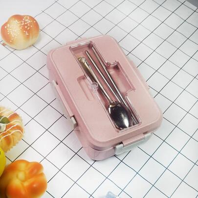 1入組帶餐具套裝PS午餐袋現代主義字母圖形多網格午餐盒、工作、學校