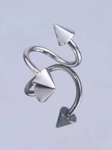 Anillo de labio cono adorno - Plateado - Ver 2