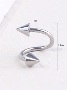 Anillo de labio cono adorno - Plateado - Ver 7