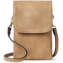 BOSTANTEN Leather Small Crossbody Bags for Women Designer Cell Phone Bag Wallet Purses Adjustable Strap - 卡其色 - 查看 3