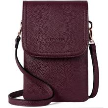 BOSTANTEN Leather Small Crossbody Bags for Women Designer Cell Phone Bag Wallet Purses Adjustable Strap - 酒紅色 - 查看 3