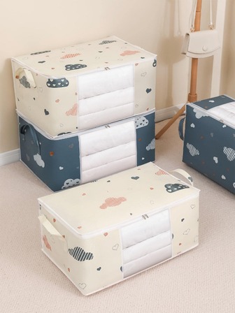 1入組雲紋被子收納袋，現代無紡布被子收納袋家用