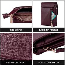 BOSTANTEN Leather Small Crossbody Bags for Women Designer Cell Phone Bag Wallet Purses Adjustable Strap - 酒紅色 - 查看 6