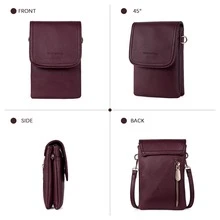 BOSTANTEN Leather Small Crossbody Bags for Women Designer Cell Phone Bag Wallet Purses Adjustable Strap - 酒紅色 - 查看 8