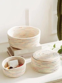 手工圆线收纳篮，桌面收纳盒，母亲节礼物，客厅、厨房、浴室、卧室，3 种尺寸可选 - 彩色 - 查看 4