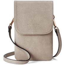 BOSTANTEN Leather Small Crossbody Bags for Women Designer Cell Phone Bag Wallet Purses Adjustable Strap - 灰色 - 查看 3