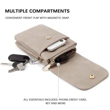 BOSTANTEN Leather Small Crossbody Bags for Women Designer Cell Phone Bag Wallet Purses Adjustable Strap - 灰色 - 查看 5