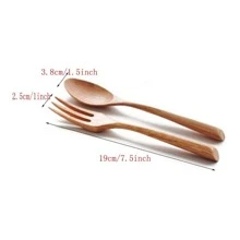 AIUHI 1 bộ Muỗng & Nĩa Gỗ, Bộ Đồ Ăn Di Động Tối Giản Cho Nhà Bếp - Màu be - Xem 2