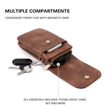 BOSTANTEN Leather Small Crossbody Bags for Women Designer Cell Phone Bag Wallet Purses Adjustable Strap - 棕色 - 查看 6