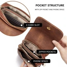 BOSTANTEN Leather Small Crossbody Bags for Women Designer Cell Phone Bag Wallet Purses Adjustable Strap - 棕色 - 查看 5