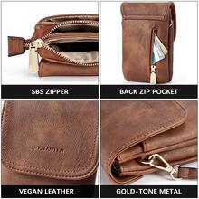 BOSTANTEN Leather Small Crossbody Bags for Women Designer Cell Phone Bag Wallet Purses Adjustable Strap - 棕色 - 查看 8