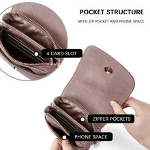 BOSTANTEN Leather Small Crossbody Bags for Women Designer Cell Phone Bag Wallet Purses Adjustable Strap - 紫色 - 查看 4