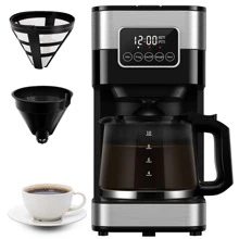 Coffee Maker, Programmable Drip Coffee Machine 10-Cup With Touch-Screen, Pause & Serve, 430 Stainless Steel,Black. - Silver - View 7