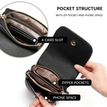 BOSTANTEN Leather Small Crossbody Bags for Women Designer Cell Phone Bag Wallet Purses Adjustable Strap - 黑色 - 查看 4