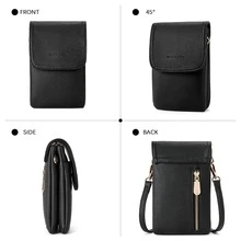 BOSTANTEN Leather Small Crossbody Bags for Women Designer Cell Phone Bag Wallet Purses Adjustable Strap - 黑色 - 查看 6