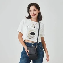 BOSTANTEN Leather Small Crossbody Bags for Women Designer Cell Phone Bag Wallet Purses Adjustable Strap - 黑色 - 查看 2