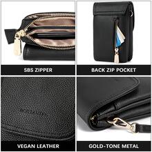 BOSTANTEN Leather Small Crossbody Bags for Women Designer Cell Phone Bag Wallet Purses Adjustable Strap - 黑色 - 查看 8