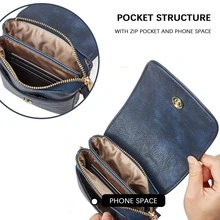 BOSTANTEN Leather Small Crossbody Bags for Women Designer Cell Phone Bag Wallet Purses Adjustable Strap - 藍色 - 查看 4