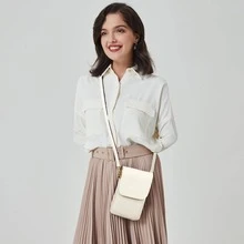 BOSTANTEN Leather Small Crossbody Bags for Women Designer Cell Phone Bag Wallet Purses Adjustable Strap - 白色 - 查看 2