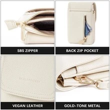 BOSTANTEN Leather Small Crossbody Bags for Women Designer Cell Phone Bag Wallet Purses Adjustable Strap - 白色 - 查看 7