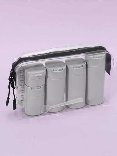 5pcs Portable Subpackage Bottle With Storage Bag