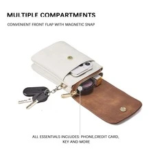 BOSTANTEN Leather Small Crossbody Bags for Women Designer Cell Phone Bag Wallet Purses Adjustable Strap - 米色 - 查看 5