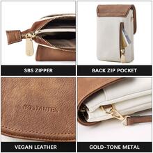 BOSTANTEN Leather Small Crossbody Bags for Women Designer Cell Phone Bag Wallet Purses Adjustable Strap - 米色 - 查看 6