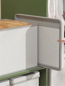 1pc Clothes Storage Box With Lid - Light Grey - View 4