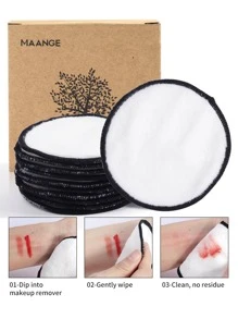 MAANGE 10 件装卸妆巾（带盒）柔软亲肤面巾清洁工具方便携带旅行 - 黑色 - 查看 1
