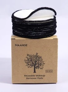 MAANGE 10 件装卸妆巾（带盒）柔软亲肤面巾清洁工具方便携带旅行 - 黑色 - 查看 2