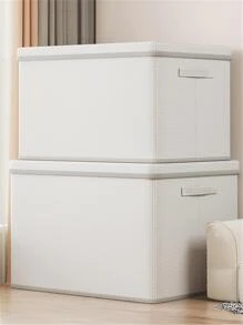 1pc Clothes Storage Box With Lid - Light Grey - View 3