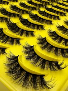 False Eyelashes,20Pairs Natural Thick Curly Fluffy Slender Fine Faux Mink Cat Eye False Faux Mink Strip False Eyelashes Fake Eyelashes Eye Lashes For Masquerade Suits Party - Black - View 4