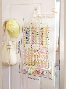 女孩頭箍支架,寶寶頭箍髮飾組織收納架,掛牆式收納袋、珠寶掛袋、吊掛式收納 - 米色 - 查看 4