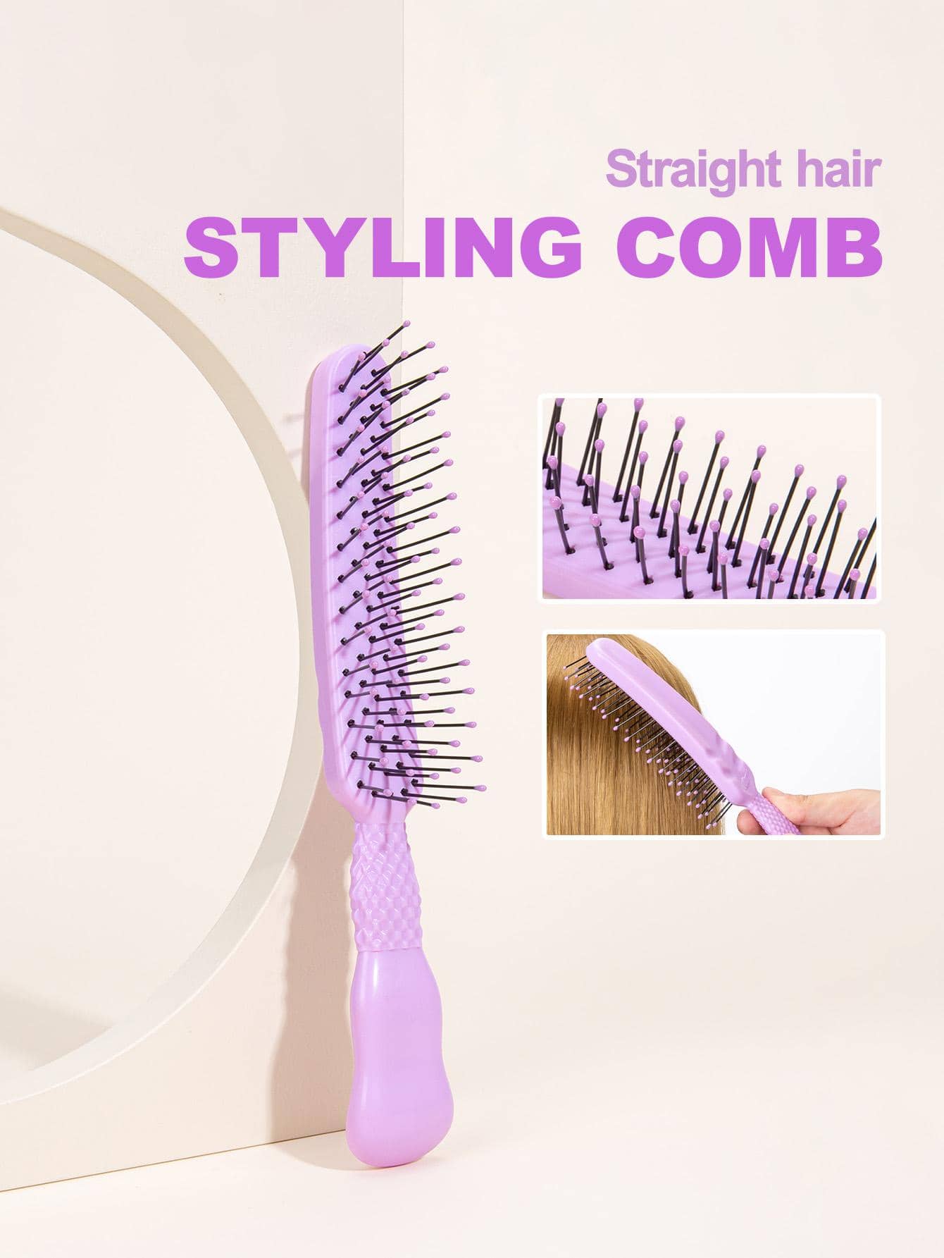 1pc Straight Hair Styling Comb - Purple - View 1
