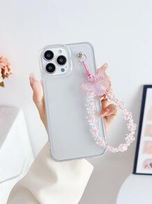 Clear Phone Case With Butterfly Decor Lanyard - Clear - View 1