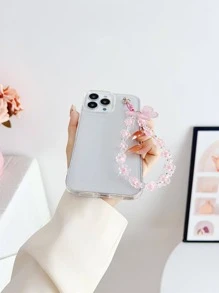 Clear Phone Case With Butterfly Decor Lanyard - Clear - View 5