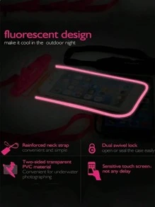1入組夜光防水手機包，PVC材質手機防水包透明螢光潛水防水殼，泳池外賣掛頸手機袋，觸控式手機掛繩袋，螢光手機袋，防水袋，戶外體育游泳水下攝影手機殼，手機防水袋，手機袋海灘防水袋，夏季戶外水上運動划艇淺潛皮艇海灘游泳水上公園 - 黑色 - 查看 3
