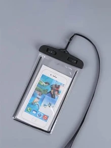 1入組夜光防水手機包，PVC材質手機防水包透明螢光潛水防水殼，泳池外賣掛頸手機袋，觸控式手機掛繩袋，螢光手機袋，防水袋，戶外體育游泳水下攝影手機殼，手機防水袋，手機袋海灘防水袋，夏季戶外水上運動划艇淺潛皮艇海灘游泳水上公園 - 黑色 - 查看 5