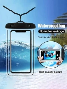 1入組夜光防水手機包，PVC材質手機防水包透明螢光潛水防水殼，泳池外賣掛頸手機袋，觸控式手機掛繩袋，螢光手機袋，防水袋，戶外體育游泳水下攝影手機殼，手機防水袋，手機袋海灘防水袋，夏季戶外水上運動划艇淺潛皮艇海灘游泳水上公園 - 黑色 - 查看 2