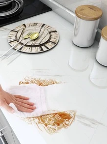 1roll PET Kitchen Sticker, Modern Marble Pattern Waterproof Oil Proof Kitchen Wall Decal For Kitchen,Stickers,Wall Decal, Vinyl Decal For Home Decorations,Spring Decoration Items Refresh Your Home,Rama Decoration Stickers Gifts Birthday Graduation - Black and White - View 8