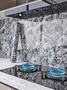 1roll PET Kitchen Sticker, Modern Marble Pattern Waterproof Oil Proof Kitchen Wall Decal For Kitchen,Stickers,Wall Decal, Vinyl Decal For Home Decorations,Spring Decoration Items Refresh Your Home,Rama Decoration Stickers Gifts Birthday Graduation - Black and White - View 9