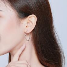 1 Đôi Bạc 925 Lớn Đôi Khuyên Tai Vòng Vòng Tròn Vô Tận Lớn Treo Tường Bông Tai 30/40 Mm Dành Cho Nữ bé Gái - Bạc - Xem 10