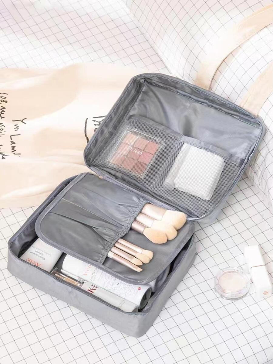 1入組旅行化妝品包、可折疊洗漱包、便攜式懸掛洗漱包、防水懸掛洗漱包更多功能 - 灰色 - 查看 1