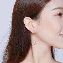 1 Đôi Bạc 925 Lớn Đôi Khuyên Tai Vòng Vòng Tròn Vô Tận Lớn Treo Tường Bông Tai 30/40 Mm Dành Cho Nữ bé Gái - Bạc - Xem 11