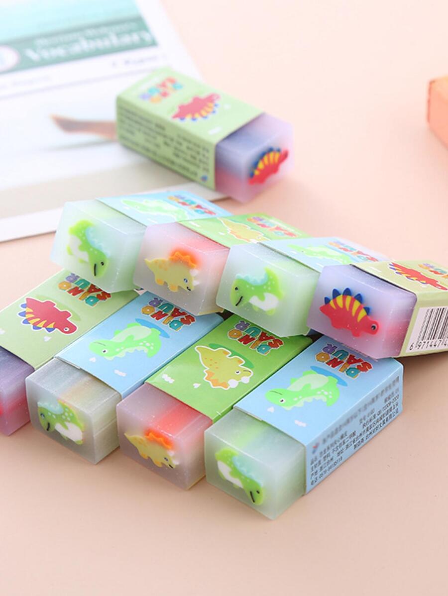 1 cục tẩy thiết kế hình khủng long hoạt hình ngẫu nhiên, cục tẩy di động dễ thương cho học sinh - trắng - Xem 1