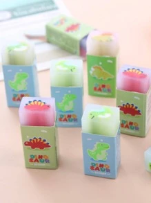 1 cục tẩy thiết kế hình khủng long hoạt hình ngẫu nhiên, cục tẩy di động dễ thương cho học sinh - trắng - Xem 2