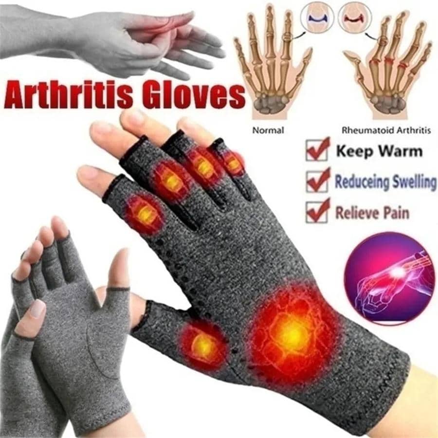 1pair Grey Arthritis Gloves, Modern Anti-slip Breathable Gloves For Pain