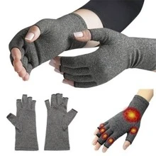 1pair Grey Arthritis Gloves, Modern Anti-slip Breathable Gloves For Pain
